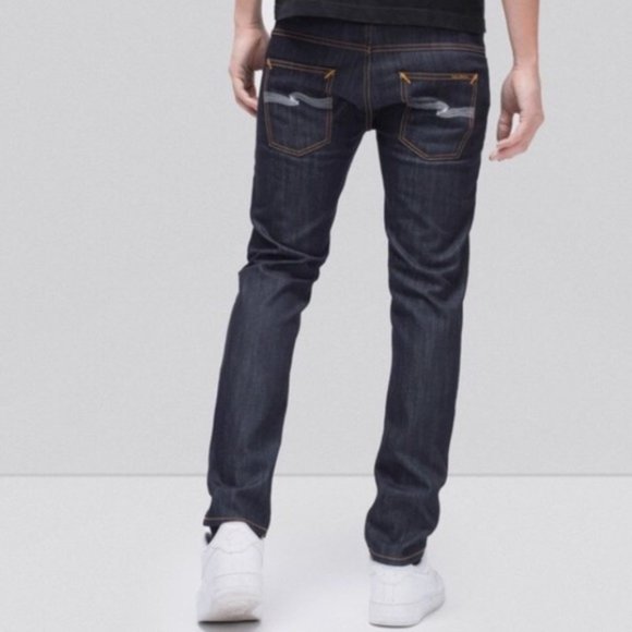 nudie thin finn organic dry ecru embo